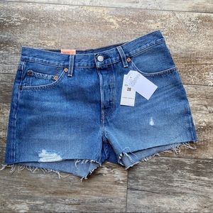 Levi 501 Distressed Straight Leg Button Fly Shorts